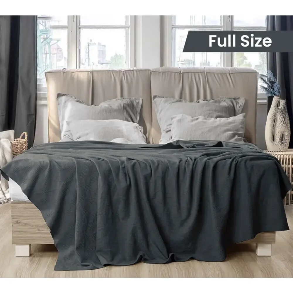 Utopia Bedding 100% Cotton Thermal Blanket Full Size Smoke Gray‎ 90x84